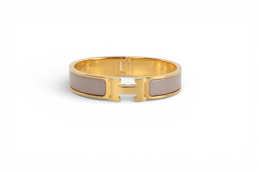 Hermès H Bracelet Marron Glace Enamel Gold Plated Clic-Clac Bangle Designer Classic