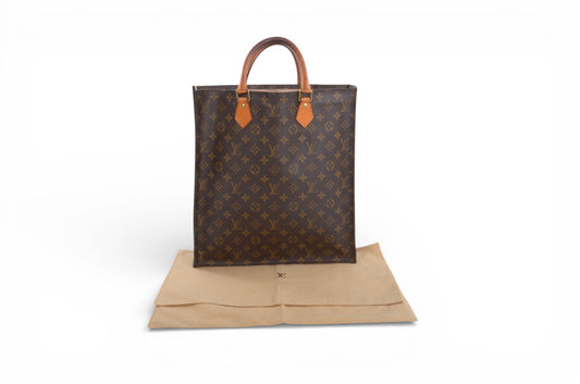 Louis Vuitton Sac Plat Handbag Monogram Canvas Bag Vintage Designer Classic