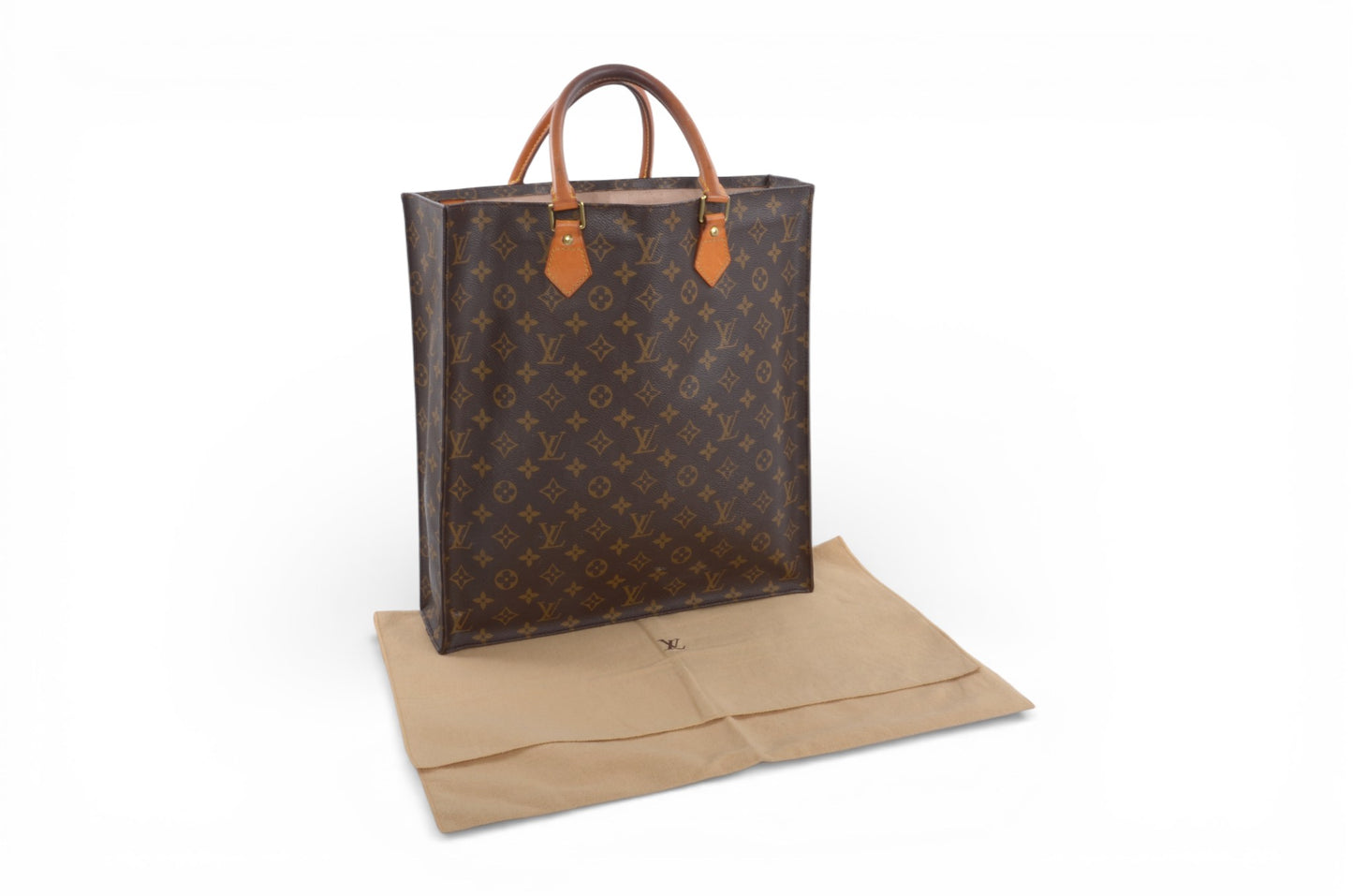 Louis Vuitton Sac Plat Handbag Monogram Canvas Bag Vintage Designer Classic