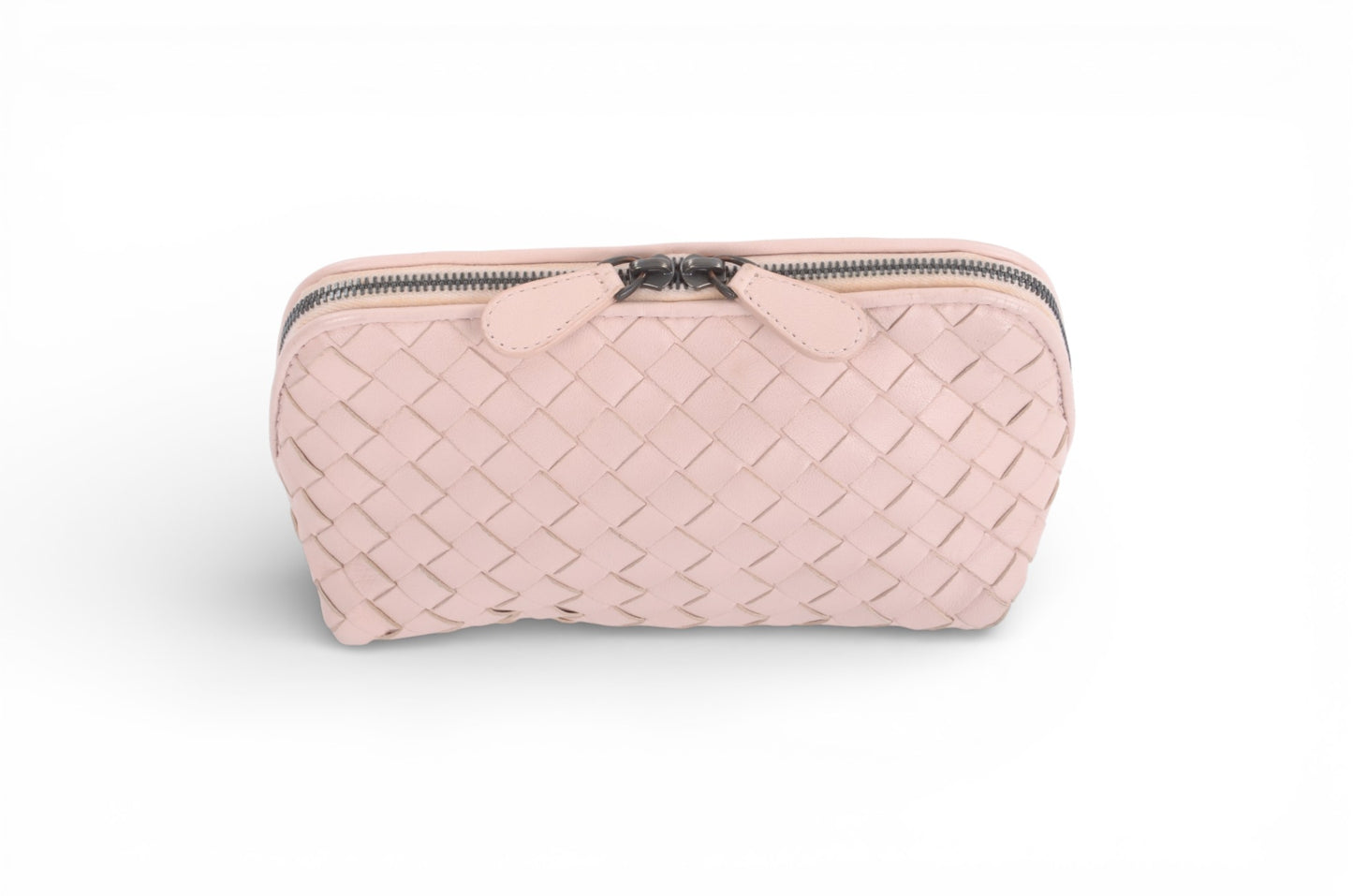 Bottega Veneta Intrecciato Leather Pouch Pink Vanity Make Up Mini Bag