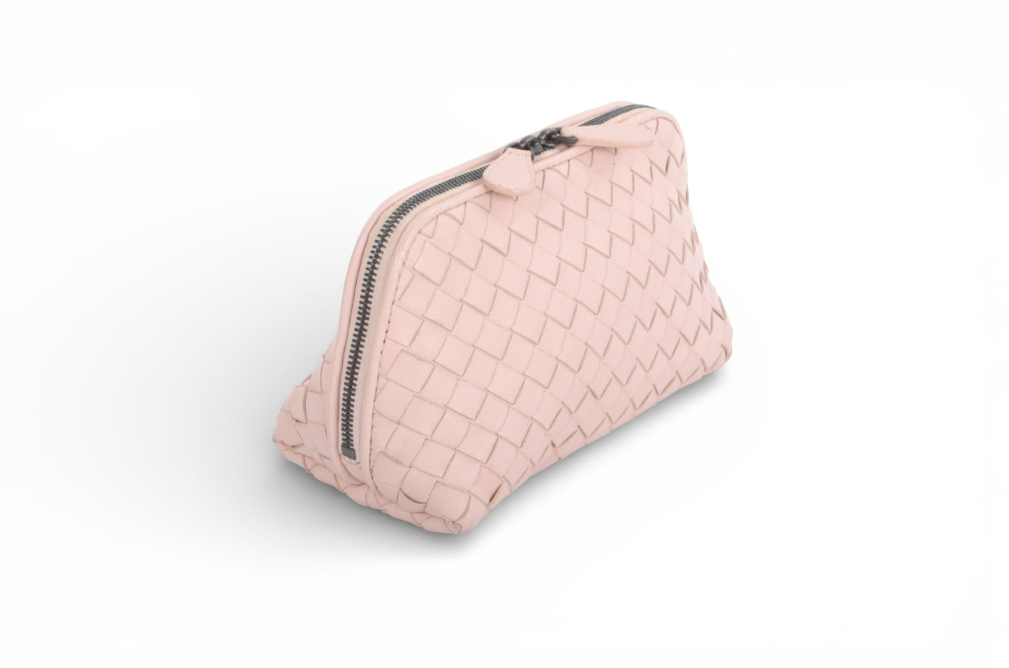Bottega Veneta Intrecciato Leather Pouch Pink Vanity Make Up Mini Bag