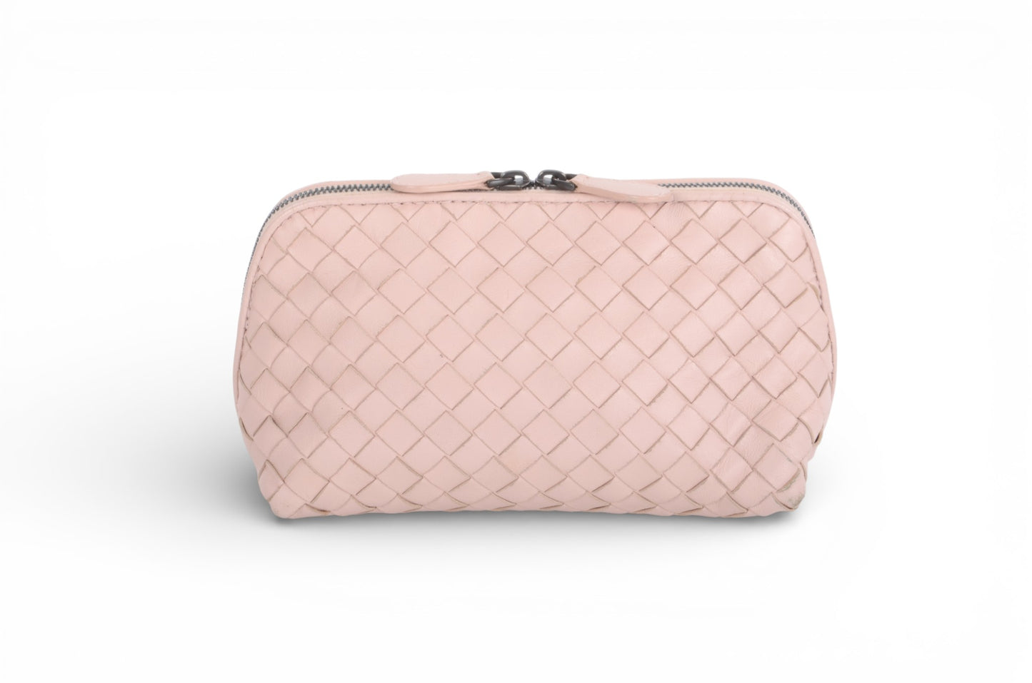 Bottega Veneta Intrecciato Leather Pouch Pink Vanity Make Up Mini Bag