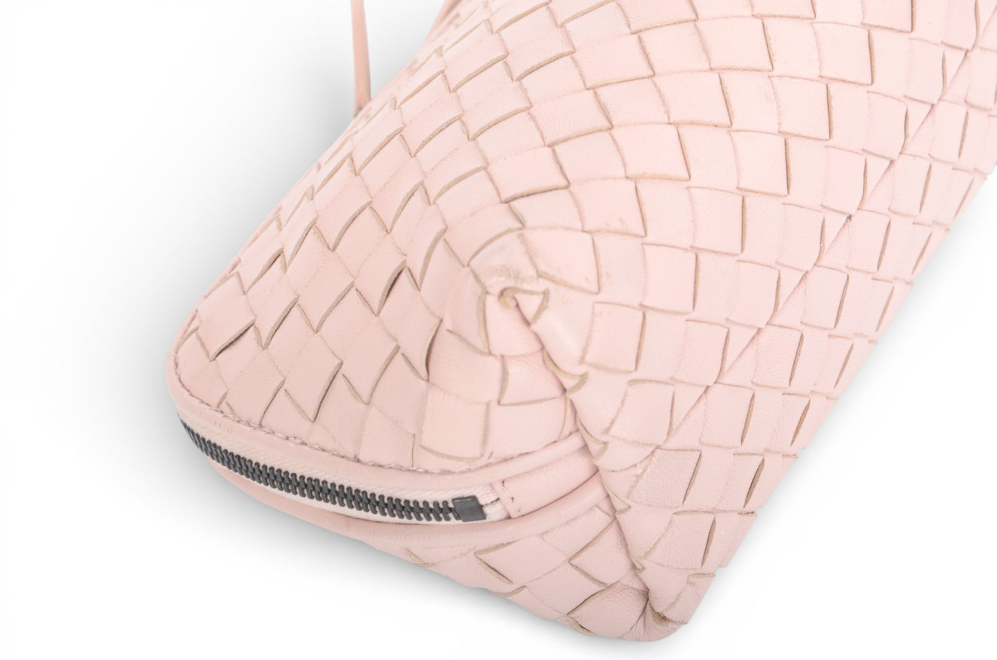 Bottega Veneta Intrecciato Leather Pouch Pink Vanity Make Up Mini Bag