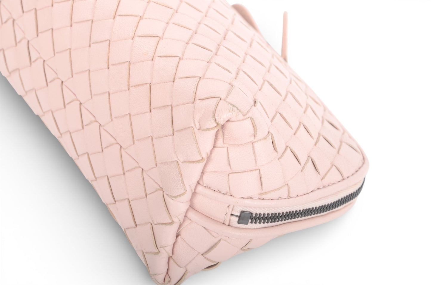 Bottega Veneta Intrecciato Leather Pouch Pink Vanity Make Up Mini Bag