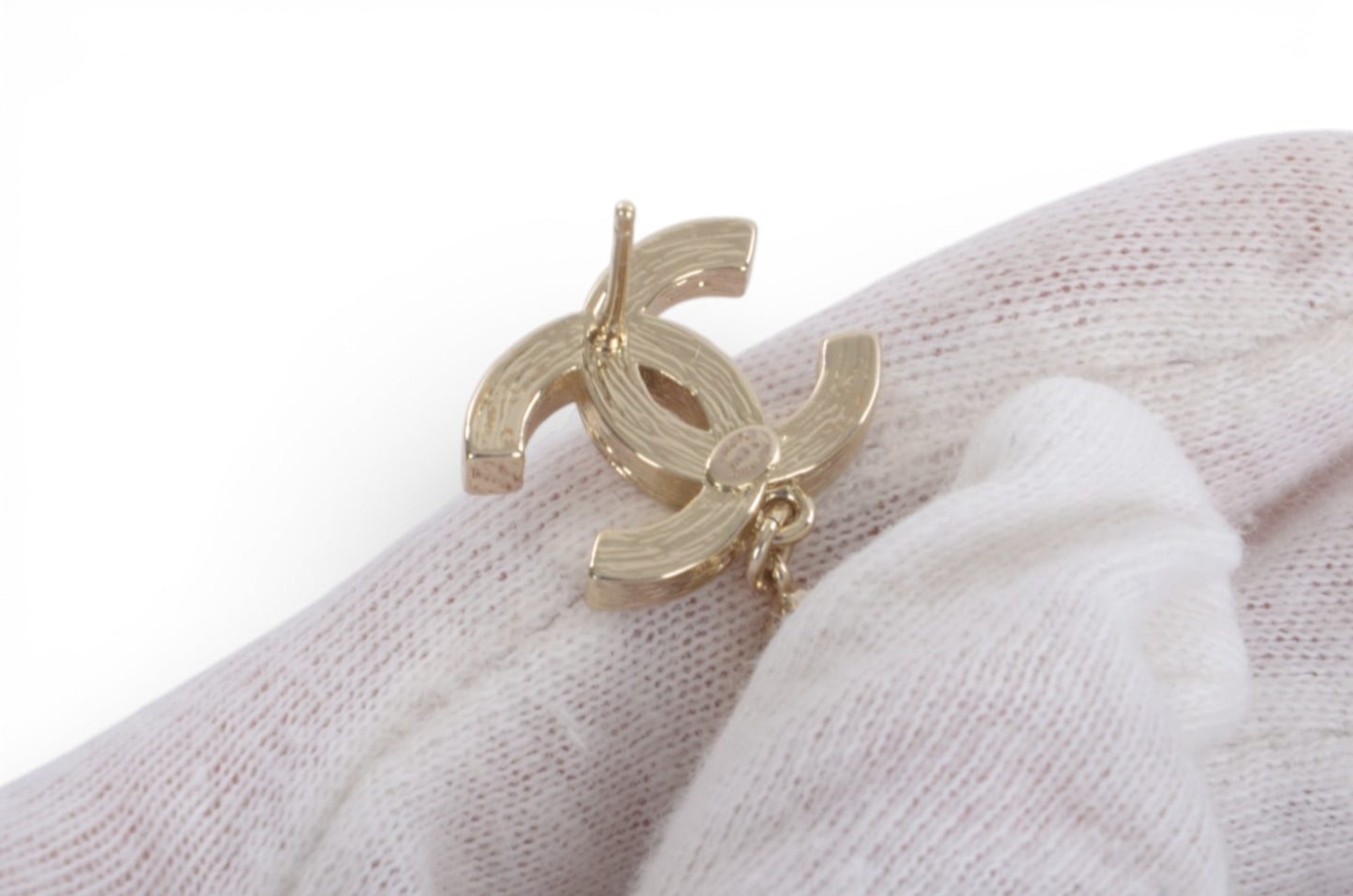 Chanel Vintage CC Coco Dangle Drop Pearl Rhinestone Earrings Statement Designer Classic Jewelry