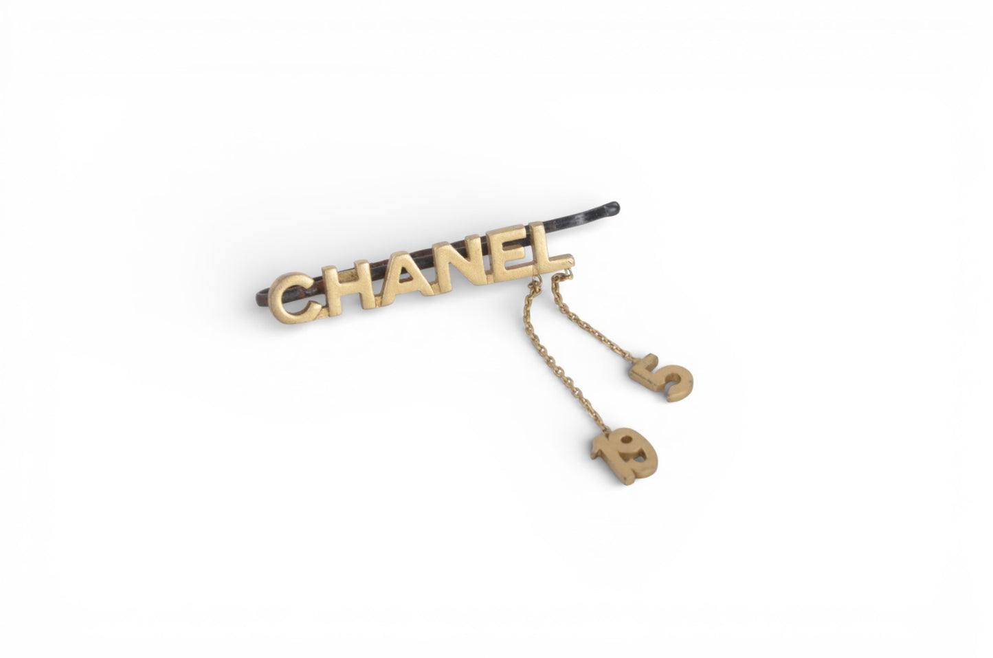 Chanel Hair Pin Hairpin Hair Accessory Gold Logo Vintage Barrette