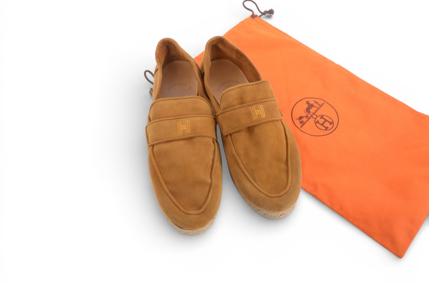 Hermès Suede Leather Espadrilles Loafers Flats Shoes Brown Size 40 Luxury Designer Classic