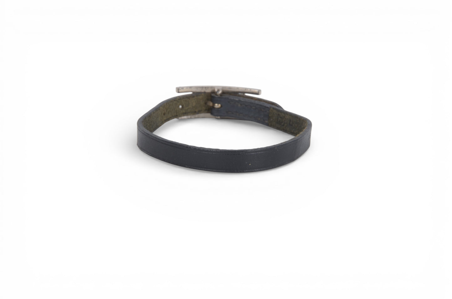 Hermès Hapi Black Leather Bracelet Silver hardware Designer Classic Authentic