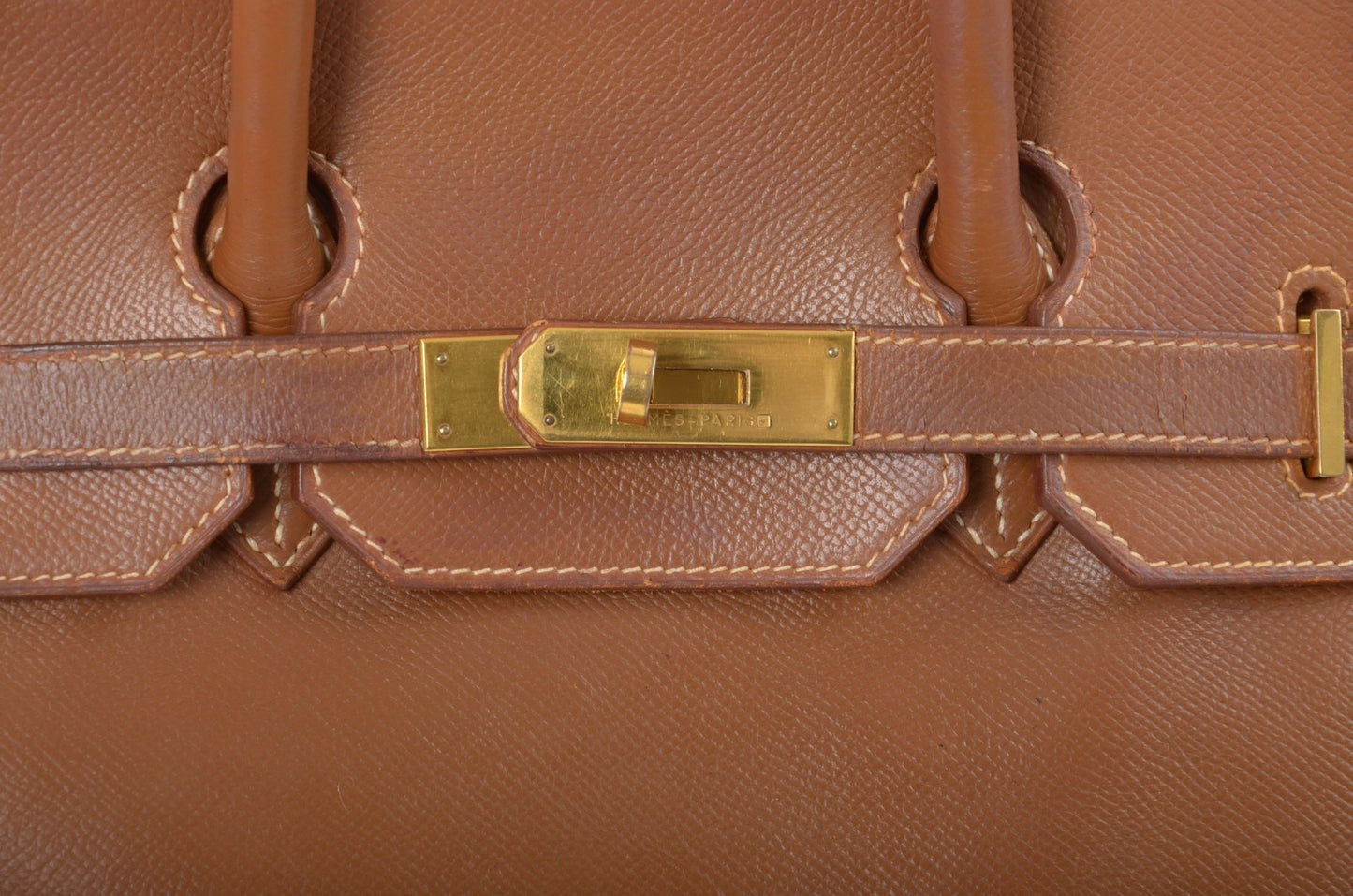 Hermès Birkin 35 Courchevel Gold Hardware Y stamp Brown Leather Handbag Vintage