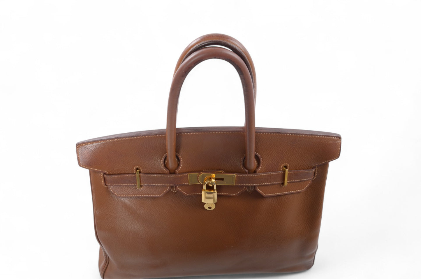 Hermès Birkin 35 Courchevel Gold Hardware Y stamp Brown Leather Handbag Vintage