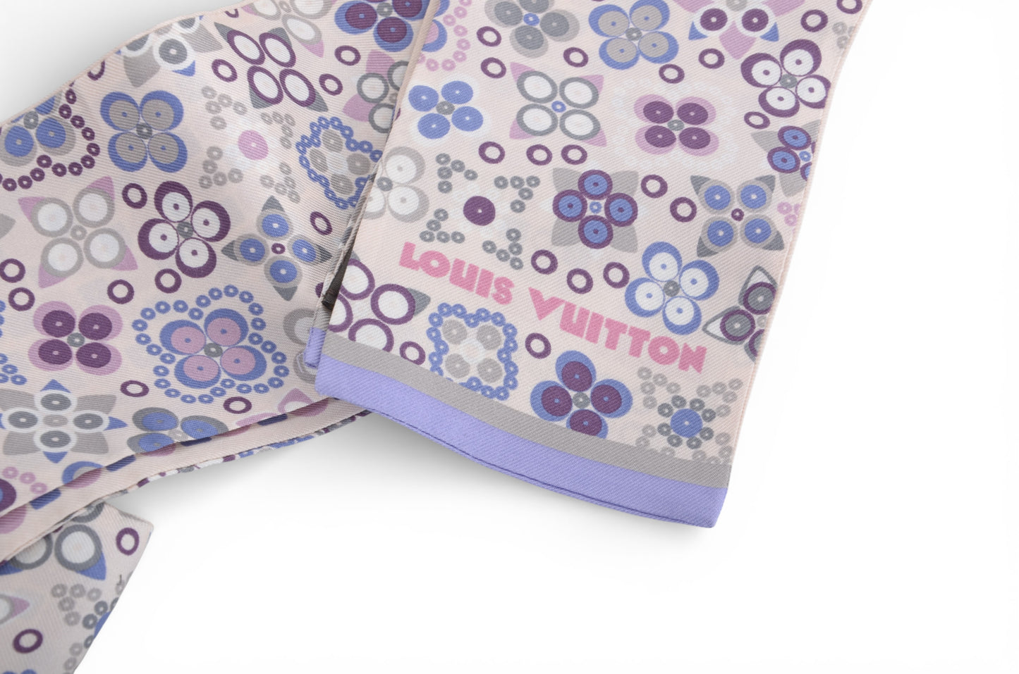 Louis Vuitton Purple Floral Bandeau Silk Ribbon Scarf Multicolor Designer Classic