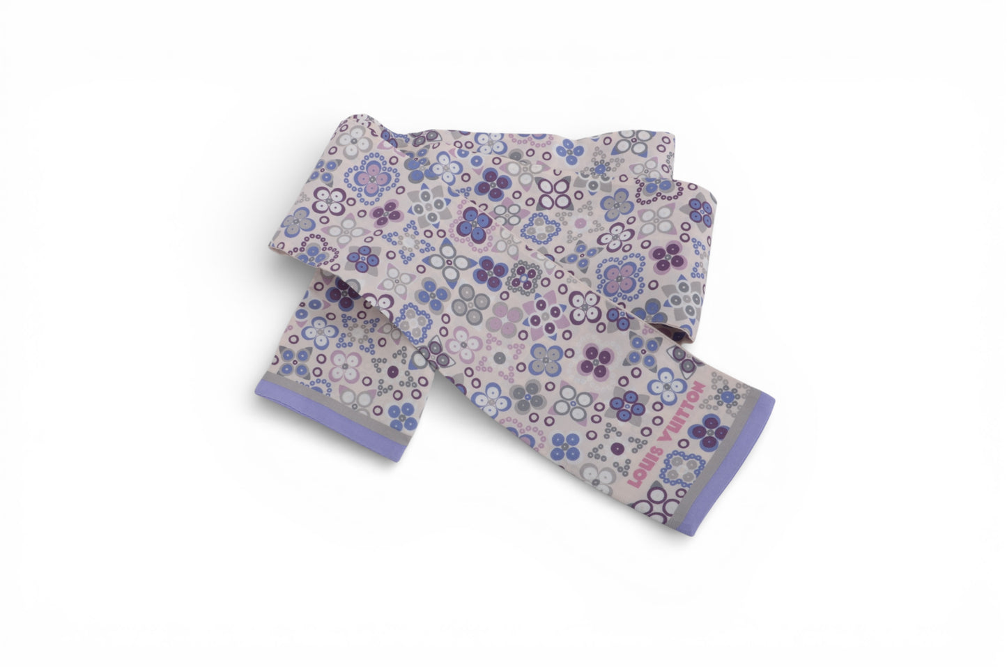 Louis Vuitton Purple Floral Bandeau Silk Ribbon Scarf Multicolor Designer Classic