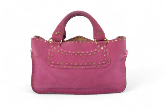 Celine Suede Boogie Bag Handbag Pink Fushia Vintage Top Handle Calf Leather