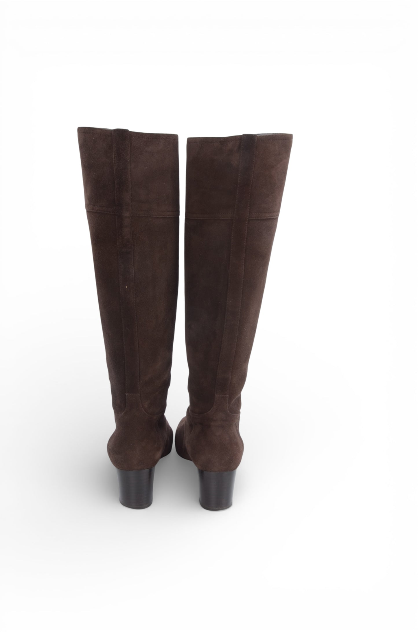 Hermès Suede Long Boots Women's Brown Heels Shoes Size 37 Designer Classic