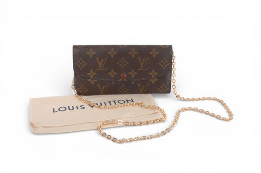 Louis Vuitton Emily Monogram Long Wallet Portefeuille Vintage Leather Canvas Brown Crossbody Bag