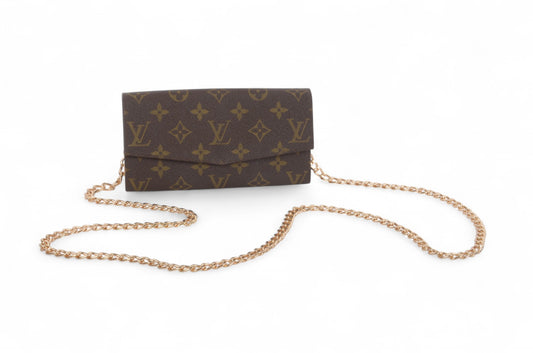 Louis Vuitton Pochette Porte-monnaie Credit Monogram Wallet Vintage Leather Canvas Brown Crossbody Bag