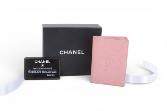 Chanel Caviar Leather Pink Card Case Wallet Holder Cardholder Vintage Designer Classic Authentic