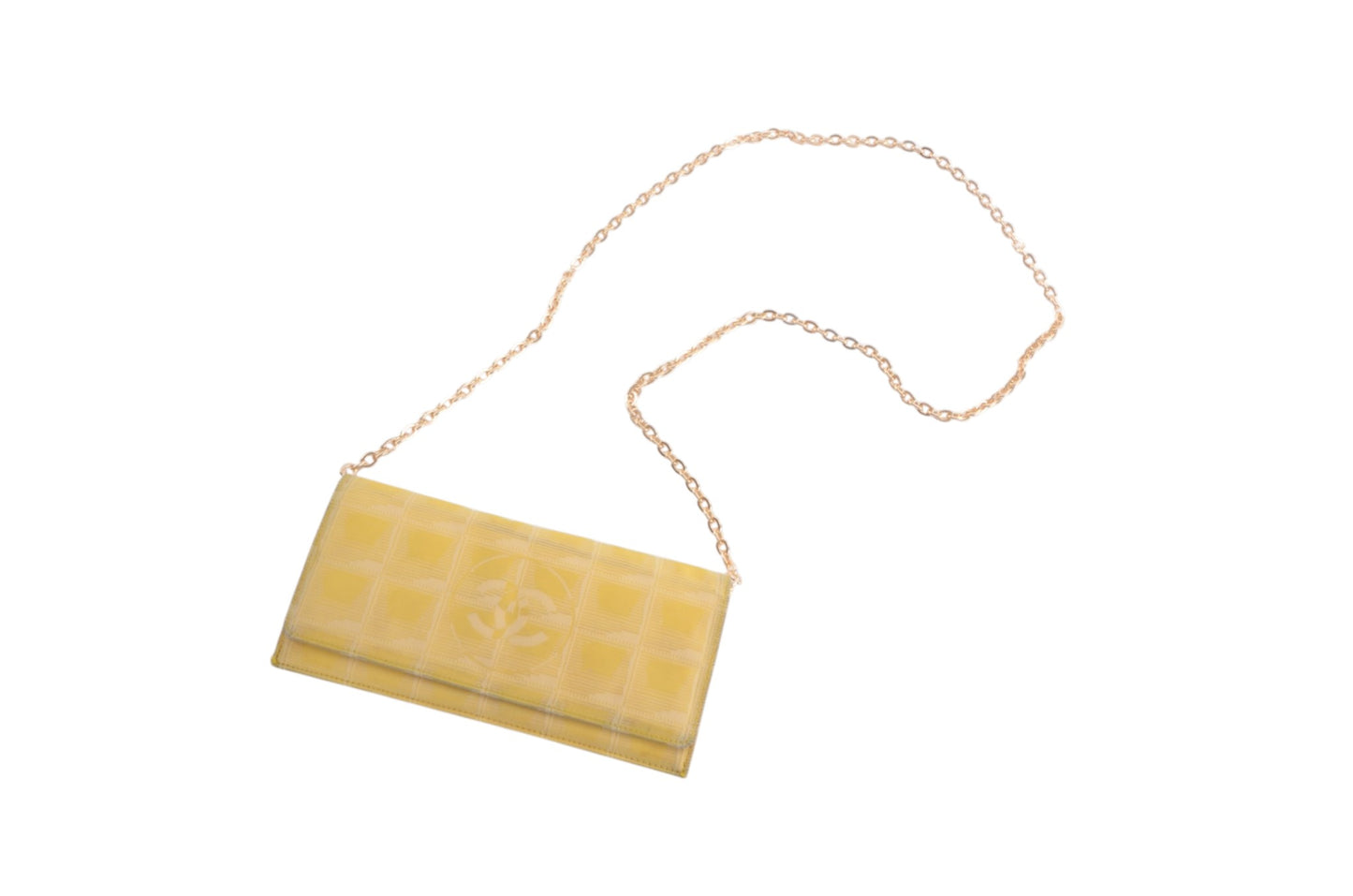 Chanel Yellow Travel Line Wallet Cardholder Fabric Vintage Crossbody Bag Designer Classic Authentic