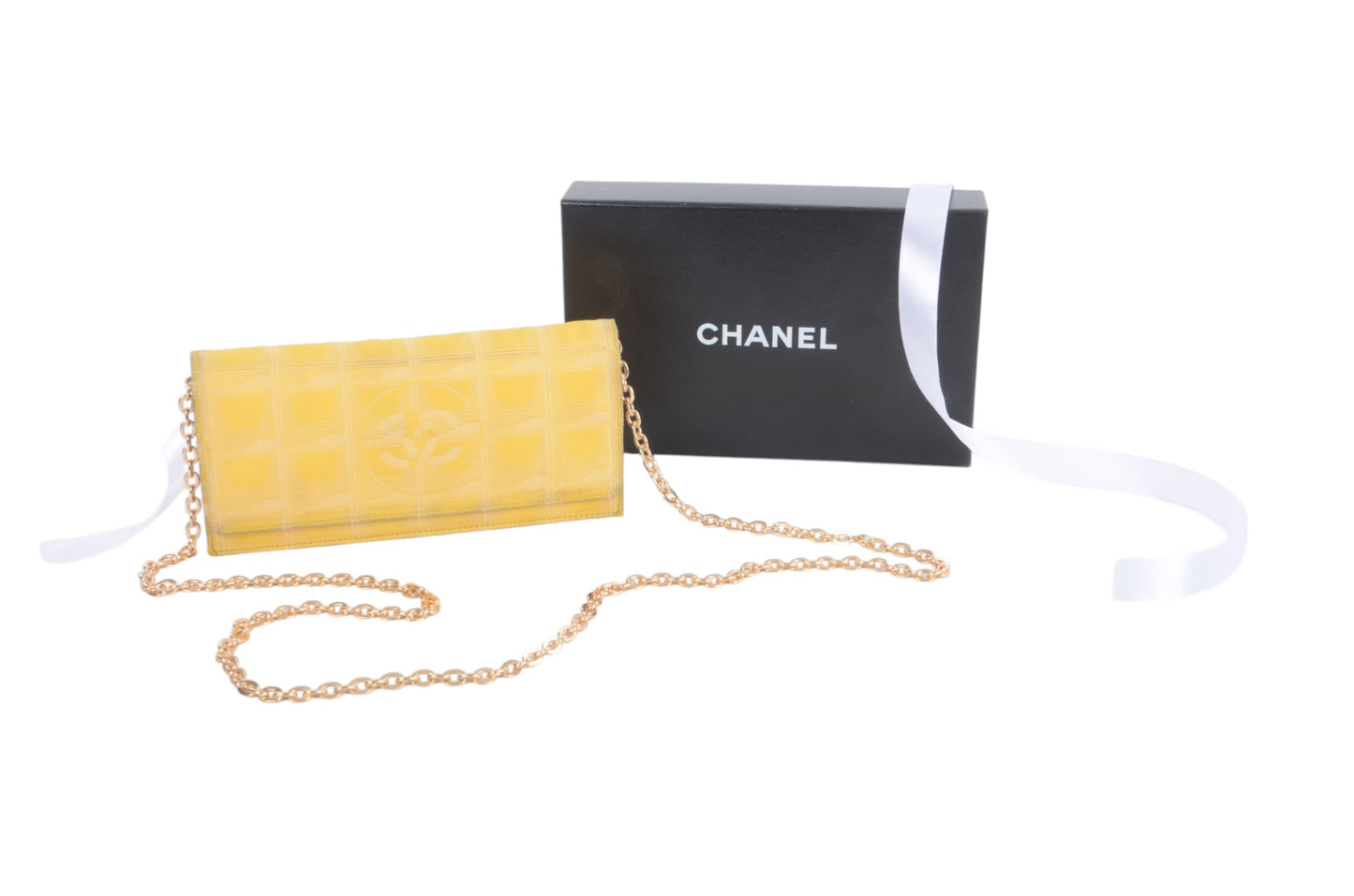 Chanel Yellow Travel Line Wallet Cardholder Fabric Vintage Crossbody Bag Designer Classic Authentic