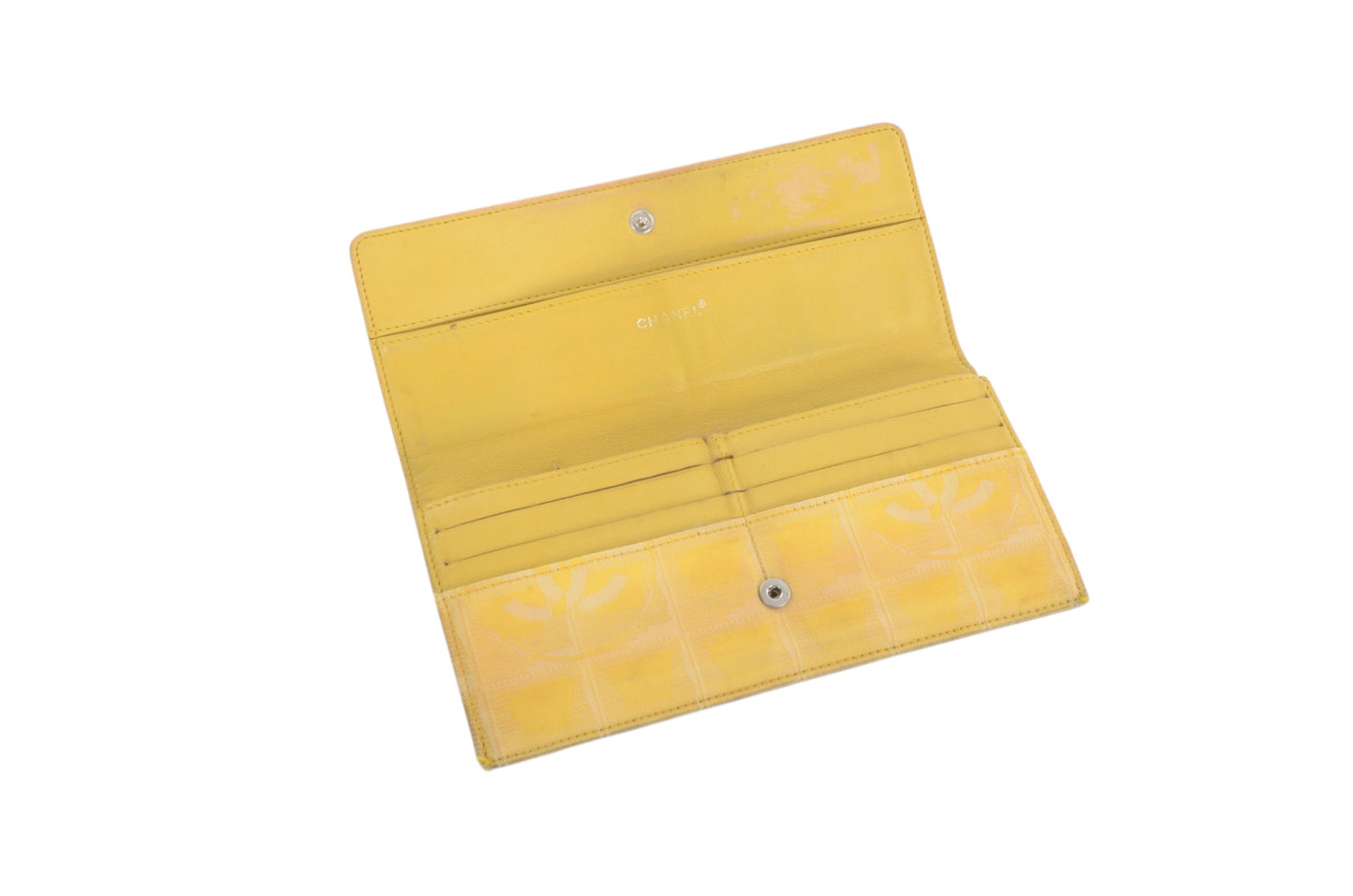 Chanel Yellow Travel Line Wallet Cardholder Fabric Vintage Crossbody Bag Designer Classic Authentic