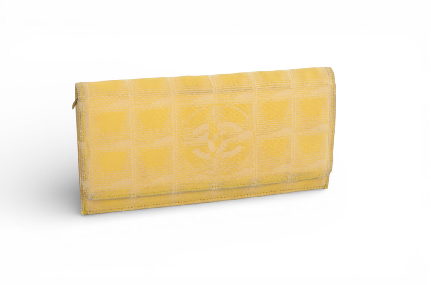 Chanel Yellow Travel Line Wallet Cardholder Fabric Vintage Crossbody Bag Designer Classic Authentic