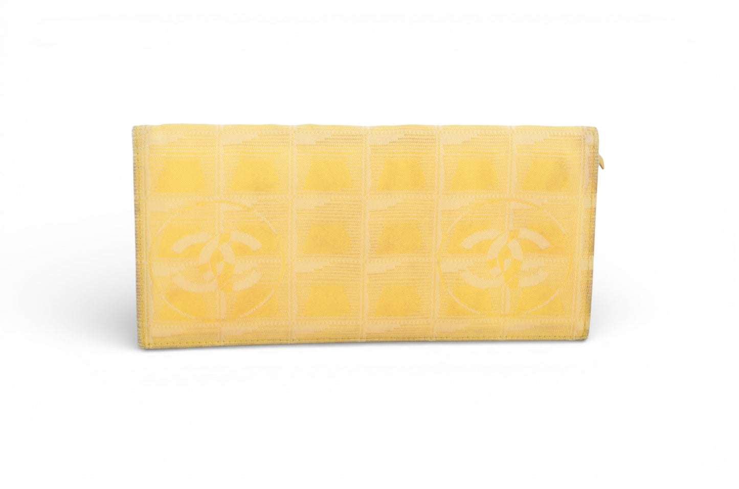 Chanel Yellow Travel Line Wallet Cardholder Fabric Vintage Crossbody Bag Designer Classic Authentic