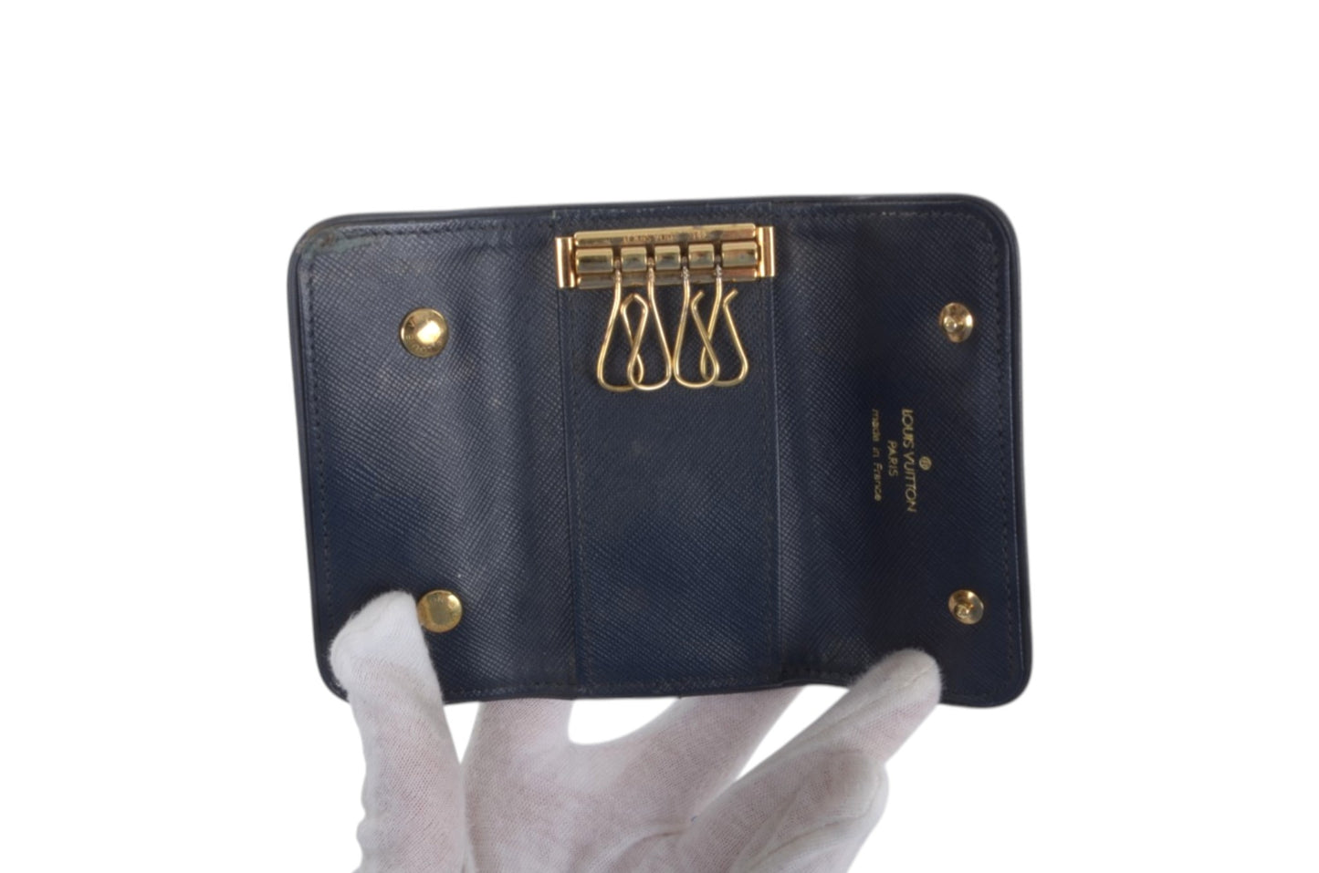 Louis Vuitton Mini Lin Blue Key Holder Keyholder Case Vintage Pouch Monogram Designer Classic
