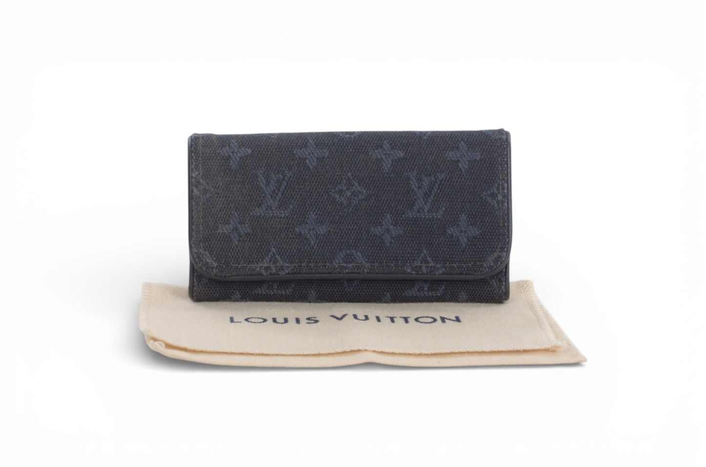 Louis Vuitton Mini Lin Blue Key Holder Keyholder Case Vintage Pouch Monogram Designer Classic