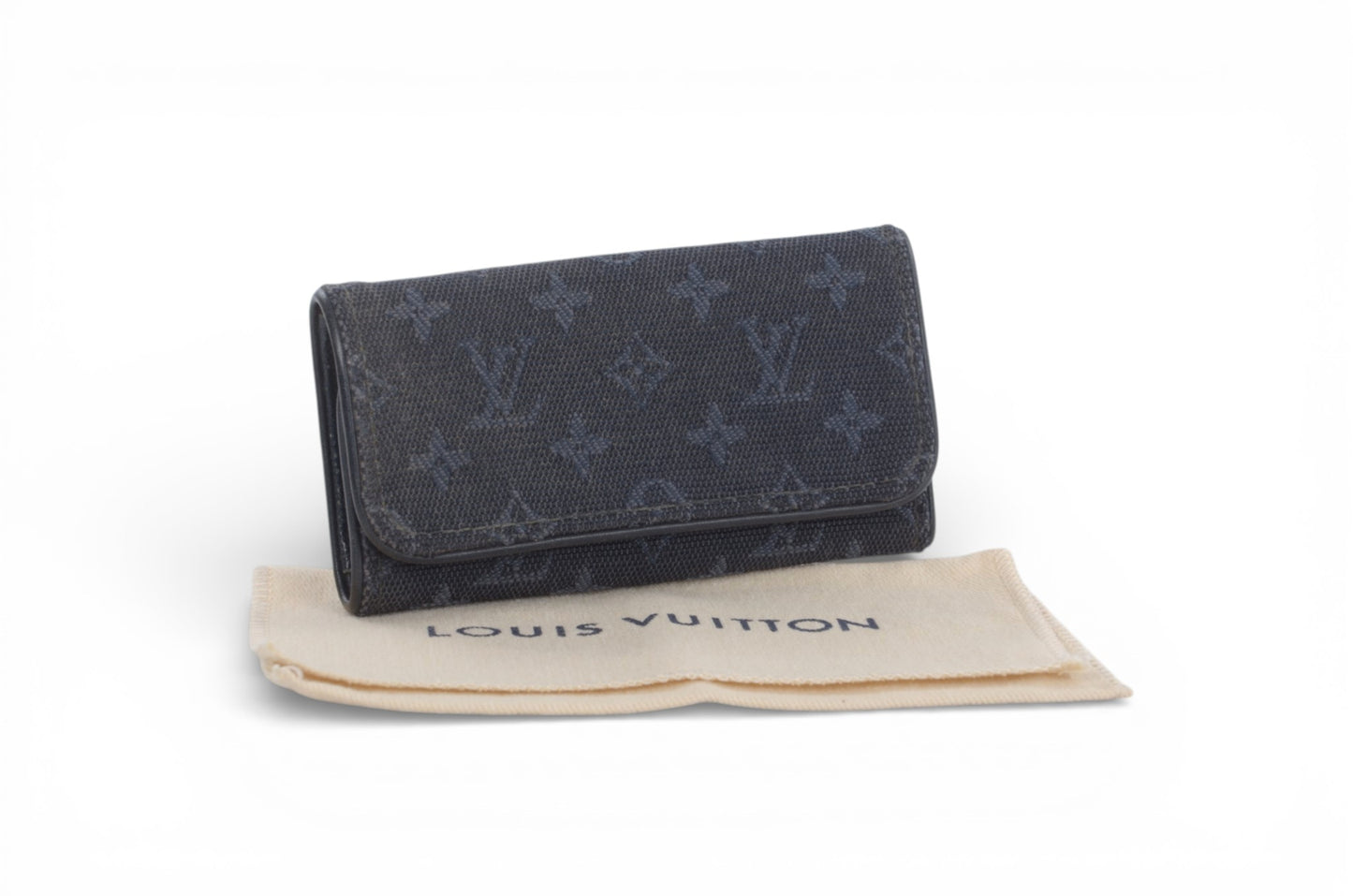 Louis Vuitton Mini Lin Blue Key Holder Keyholder Case Vintage Pouch Monogram Designer Classic