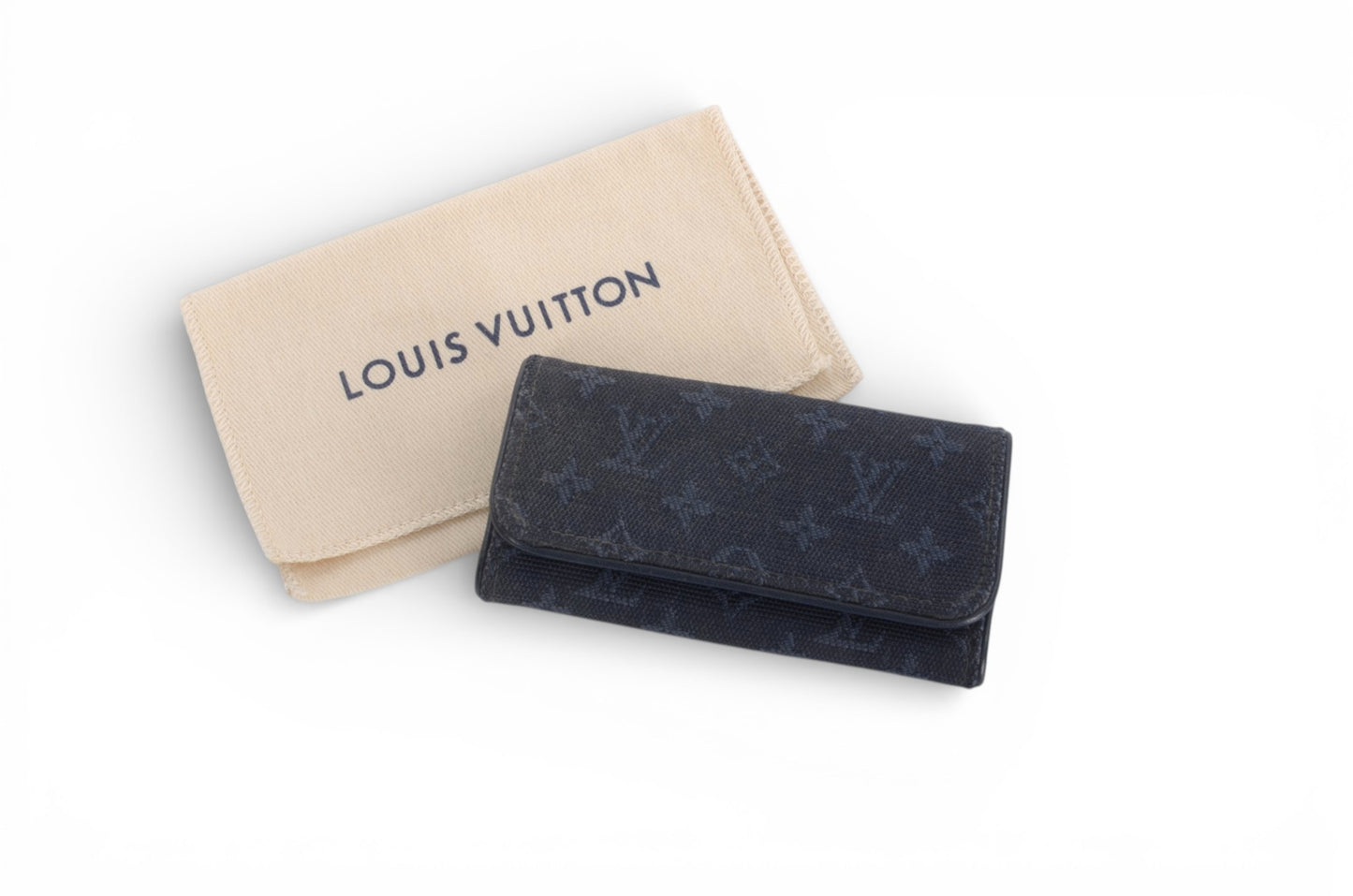 Louis Vuitton Mini Lin Blue Key Holder Keyholder Case Vintage Pouch Monogram Designer Classic