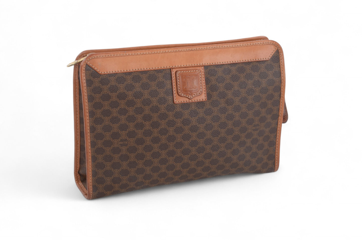 Celine Vintage Triomphe Clutch Bag Evening Bag Pouch Make Up Vanity Toiletry Bag Monogram Canvas