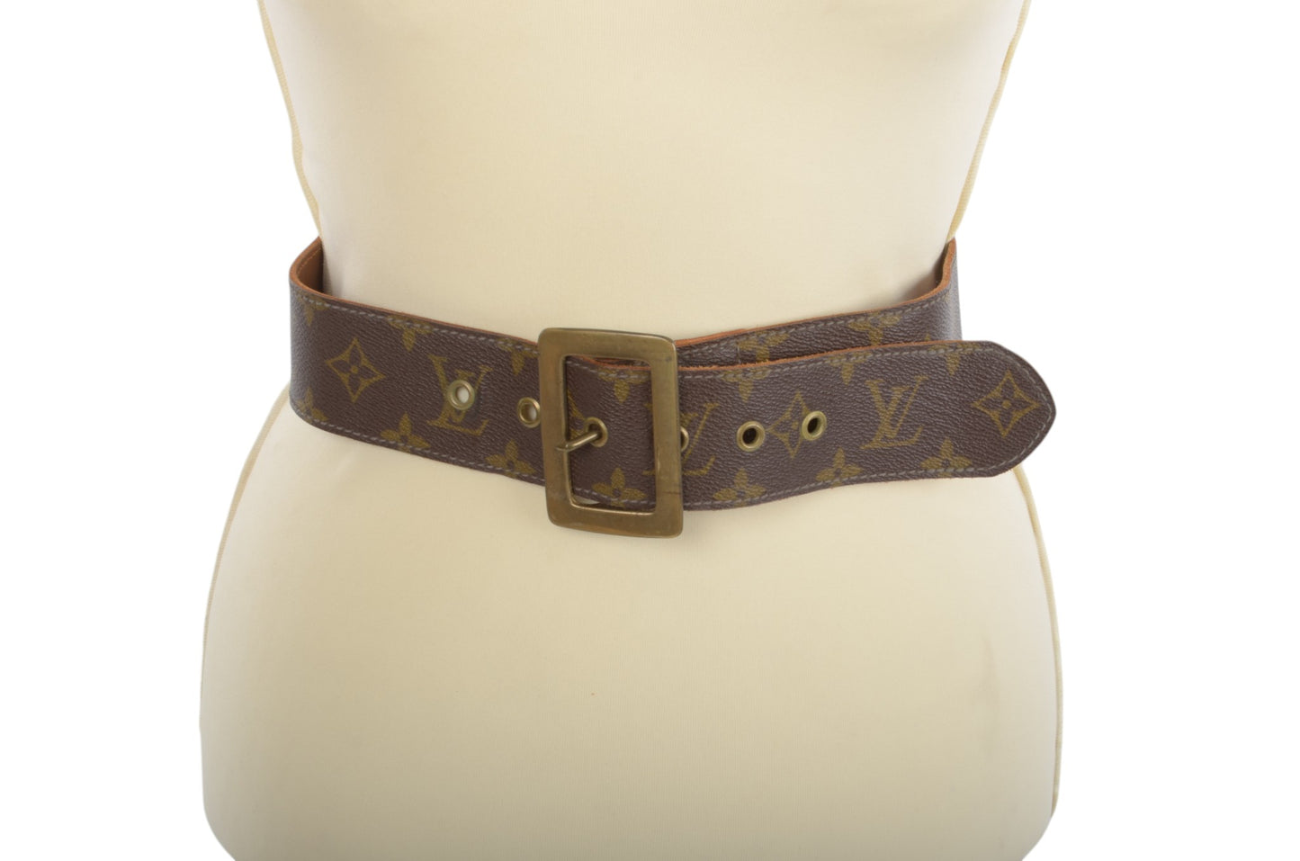 Louis Vuitton Vintage Belt Monogram Canvas Leather Brown Designer Classic