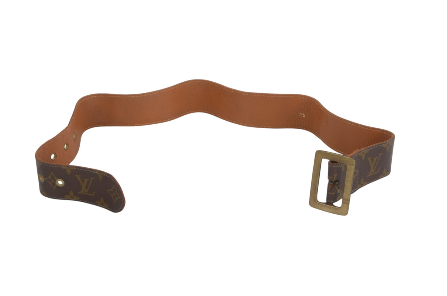 Louis Vuitton Vintage Belt Monogram Canvas Leather Brown Designer Classic