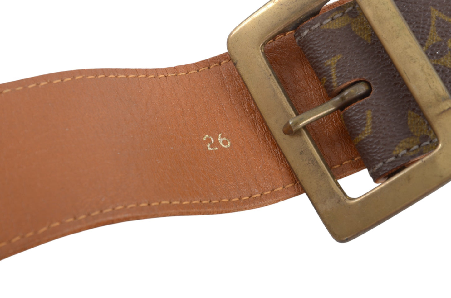 Louis Vuitton Vintage Belt Monogram Canvas Leather Brown Designer Classic