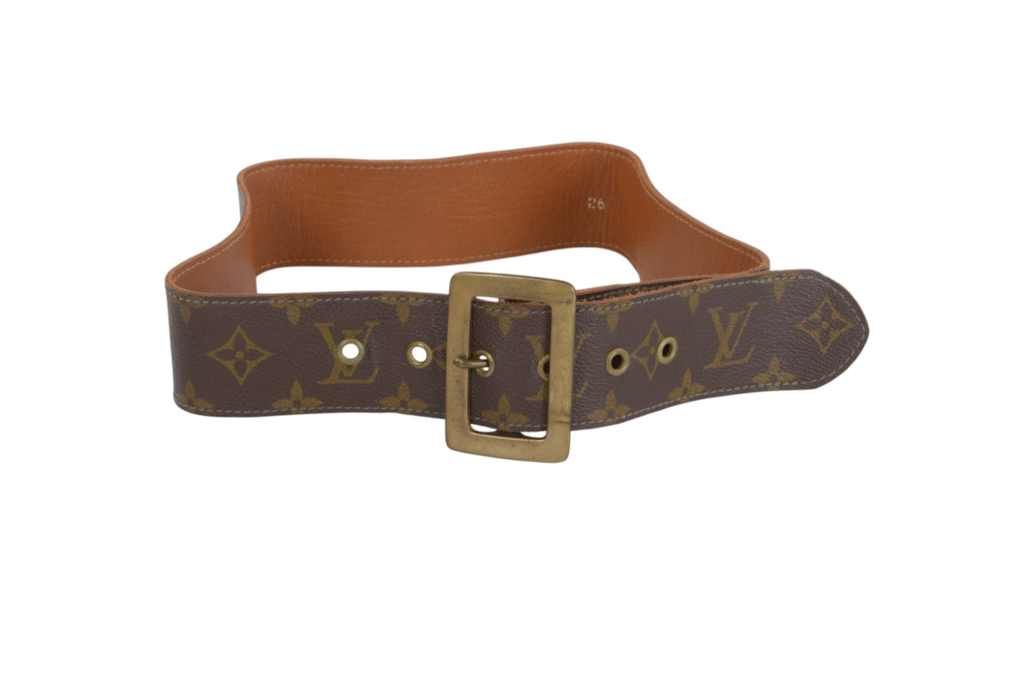 Louis Vuitton Vintage Belt Monogram Canvas Leather Brown Designer Classic