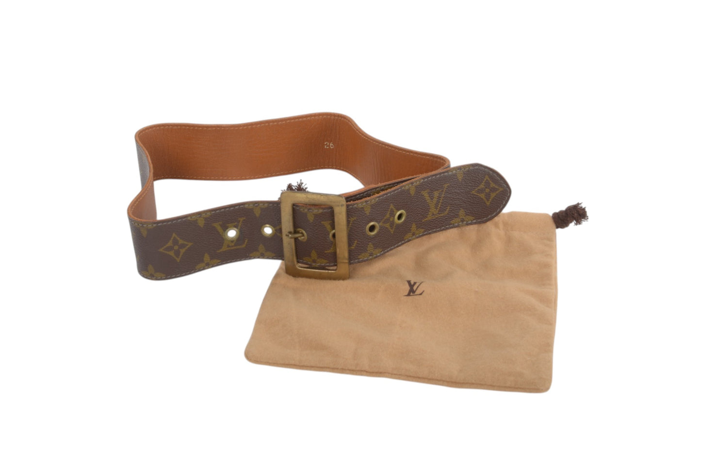 Louis Vuitton Vintage Belt Monogram Canvas Leather Brown Designer Classic