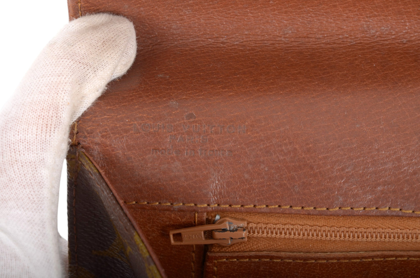 Louis Vuitton Pochette Dame Monogram Bag Clutch Pouch Vintage Leather Canvas Brown Crossbody Bag