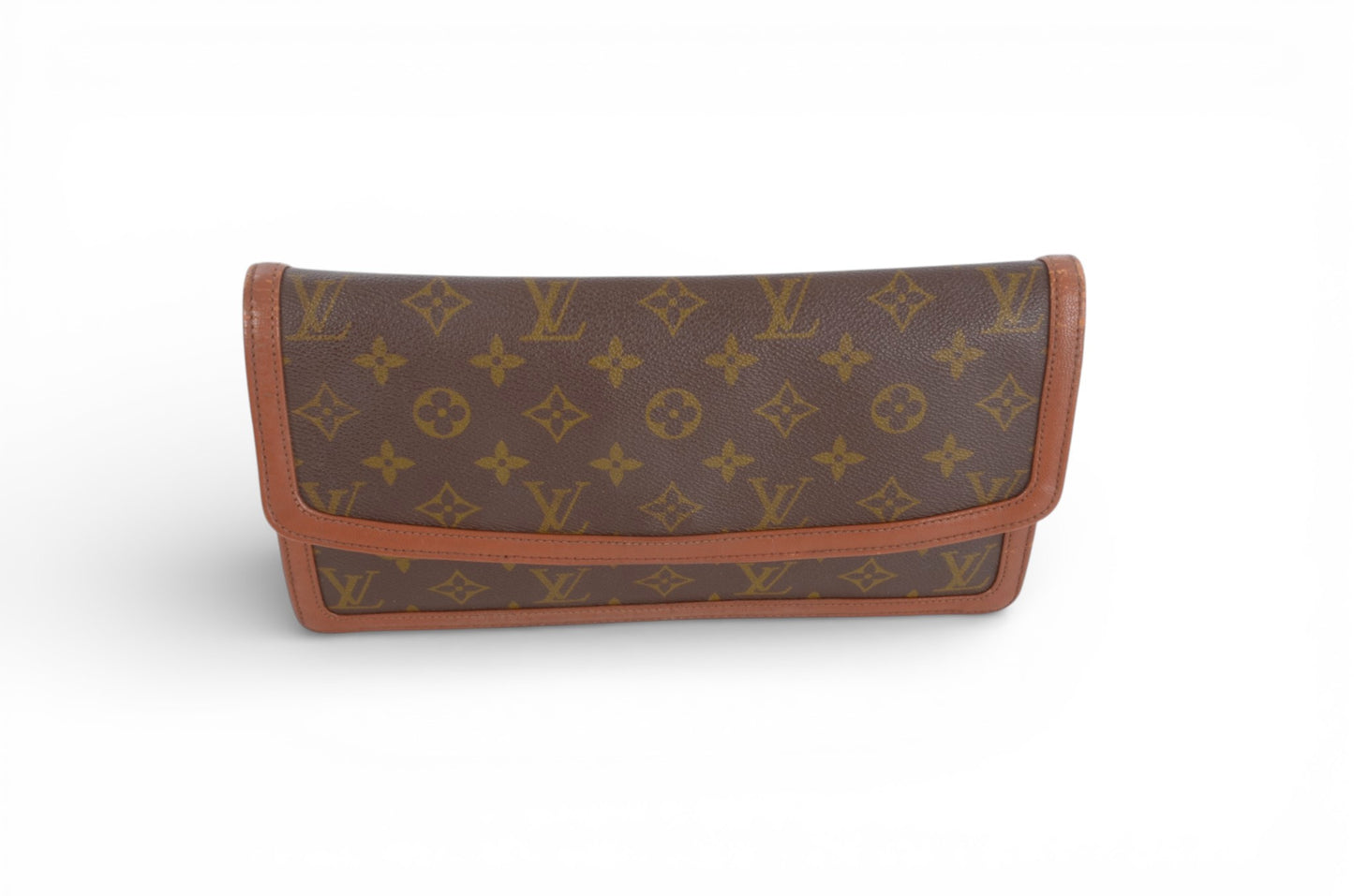 Louis Vuitton Pochette Dame Monogram Bag Clutch Pouch Vintage Leather Canvas Brown Crossbody Bag
