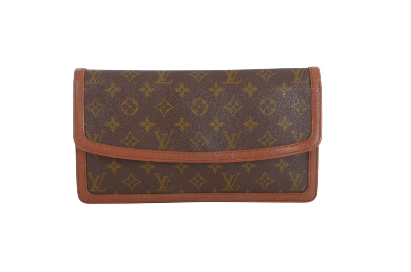 Louis Vuitton Pochette Dame Monogram Bag Clutch Pouch Vintage Leather Canvas Brown Crossbody Bag