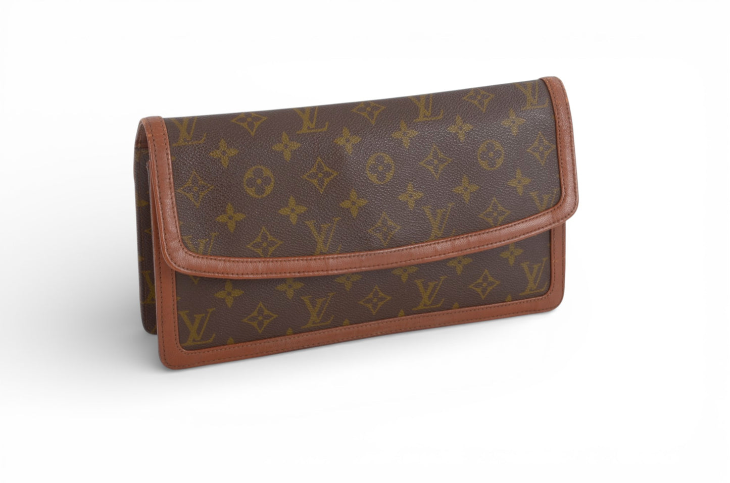 Louis Vuitton Pochette Dame Monogram Bag Clutch Pouch Vintage Leather Canvas Brown Crossbody Bag