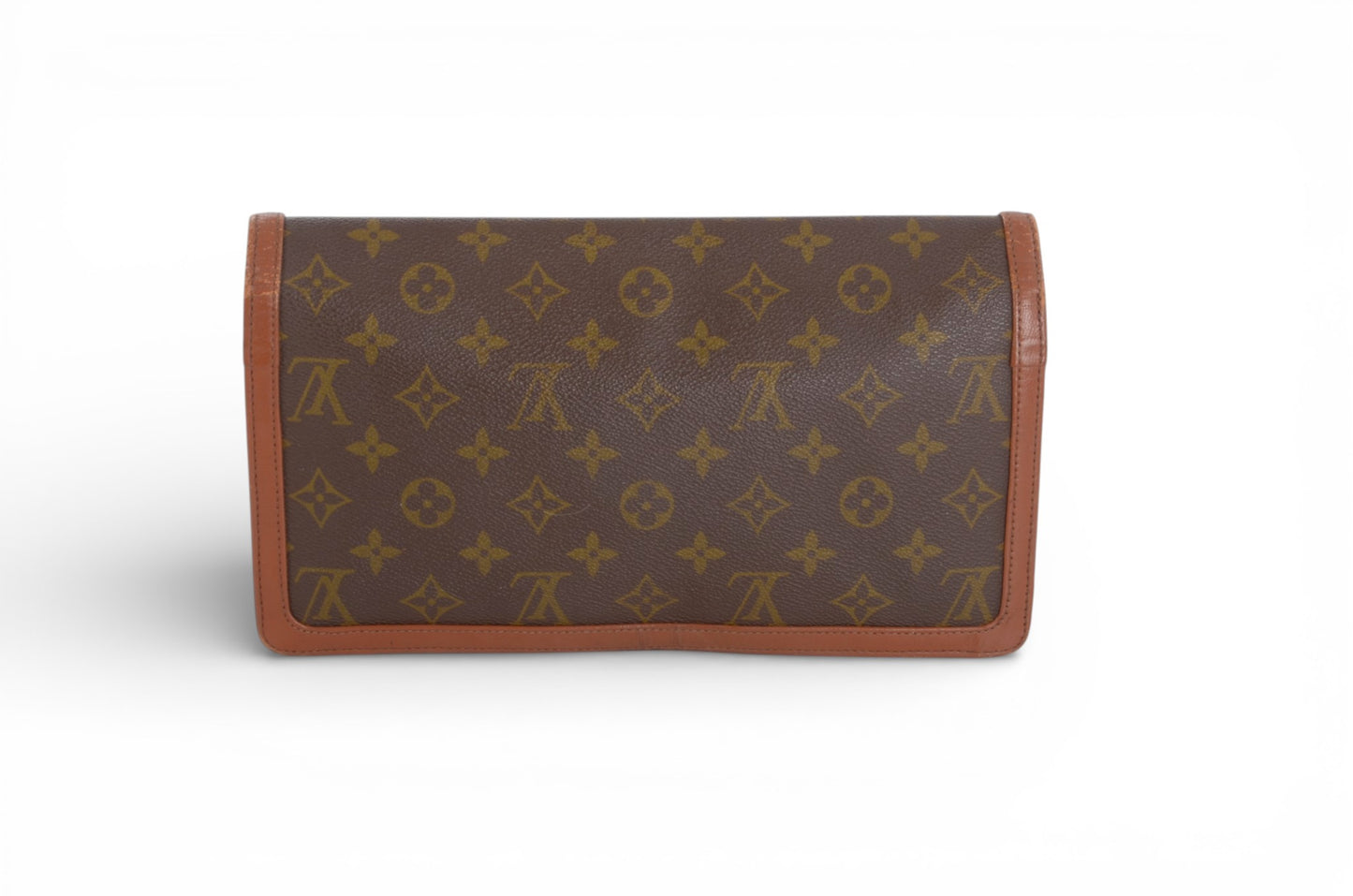 Louis Vuitton Pochette Dame Monogram Bag Clutch Pouch Vintage Leather Canvas Brown Crossbody Bag