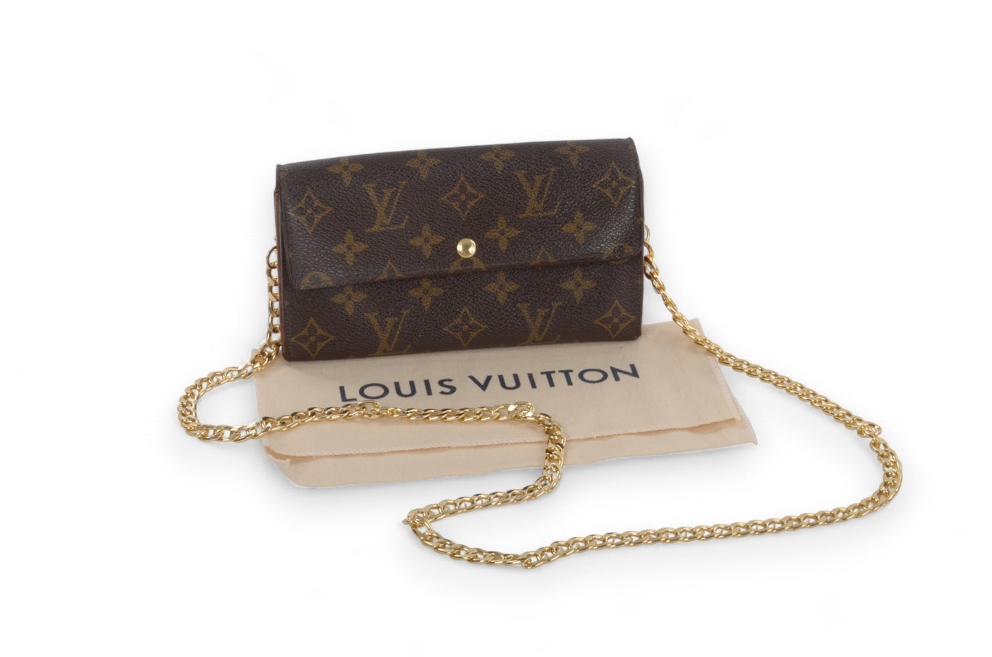 Louis Vuitton Sarah Monogram Wallet Vintage Leather Canvas Brown Crossbody Bag