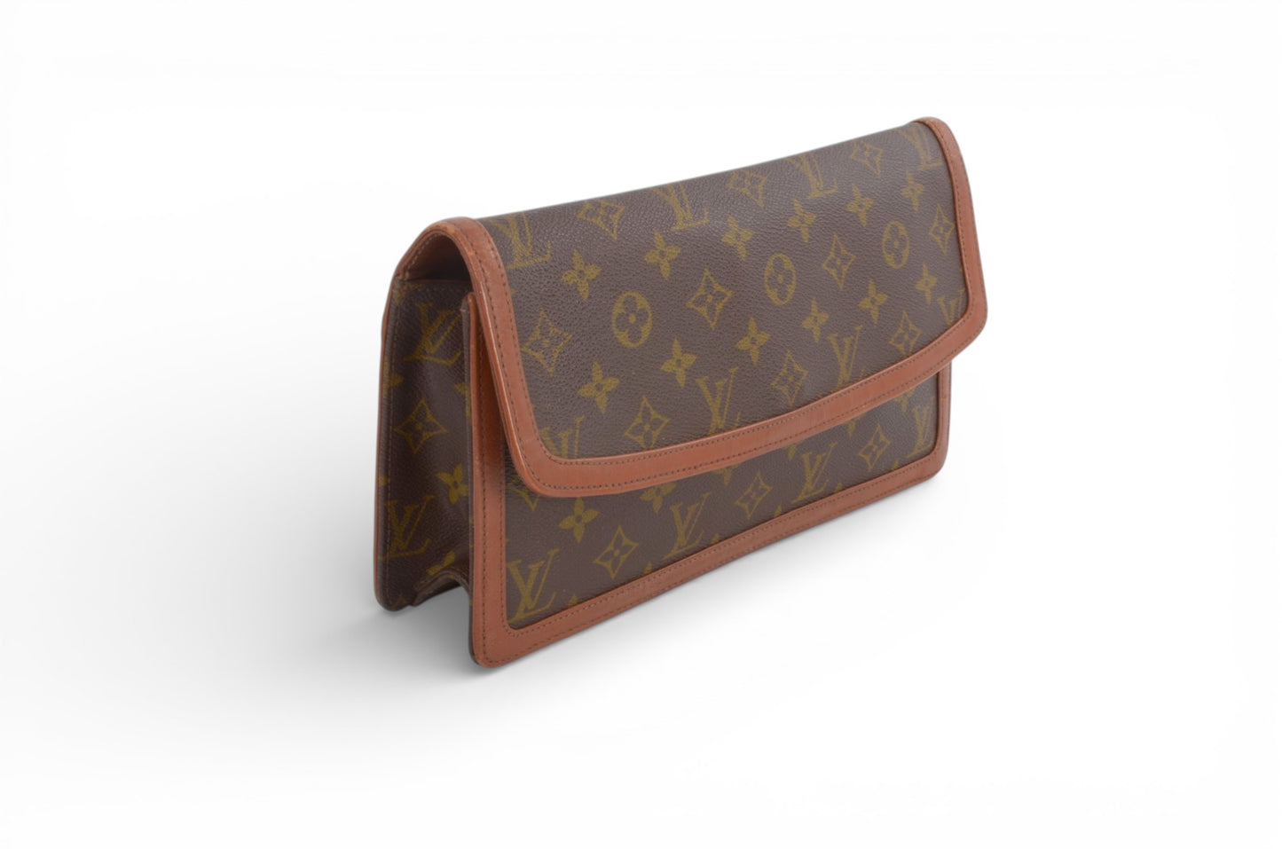 Louis Vuitton Pochette Dame Monogram Bag Clutch Pouch Vintage Leather Canvas Brown Crossbody Bag