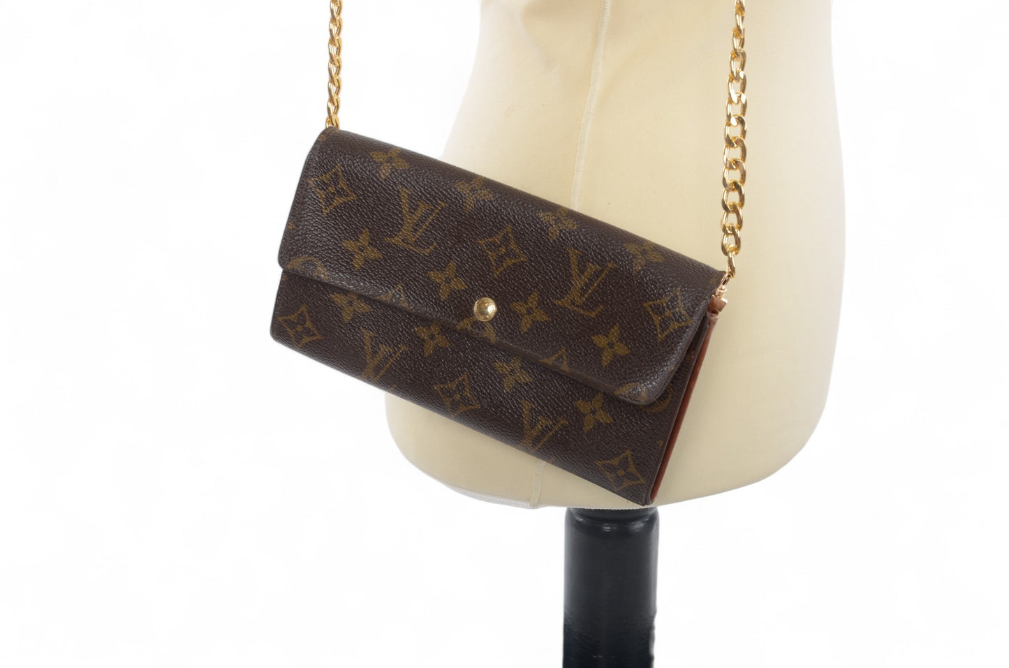 Louis Vuitton Sarah Monogram Wallet Vintage Leather Canvas Brown Crossbody Bag