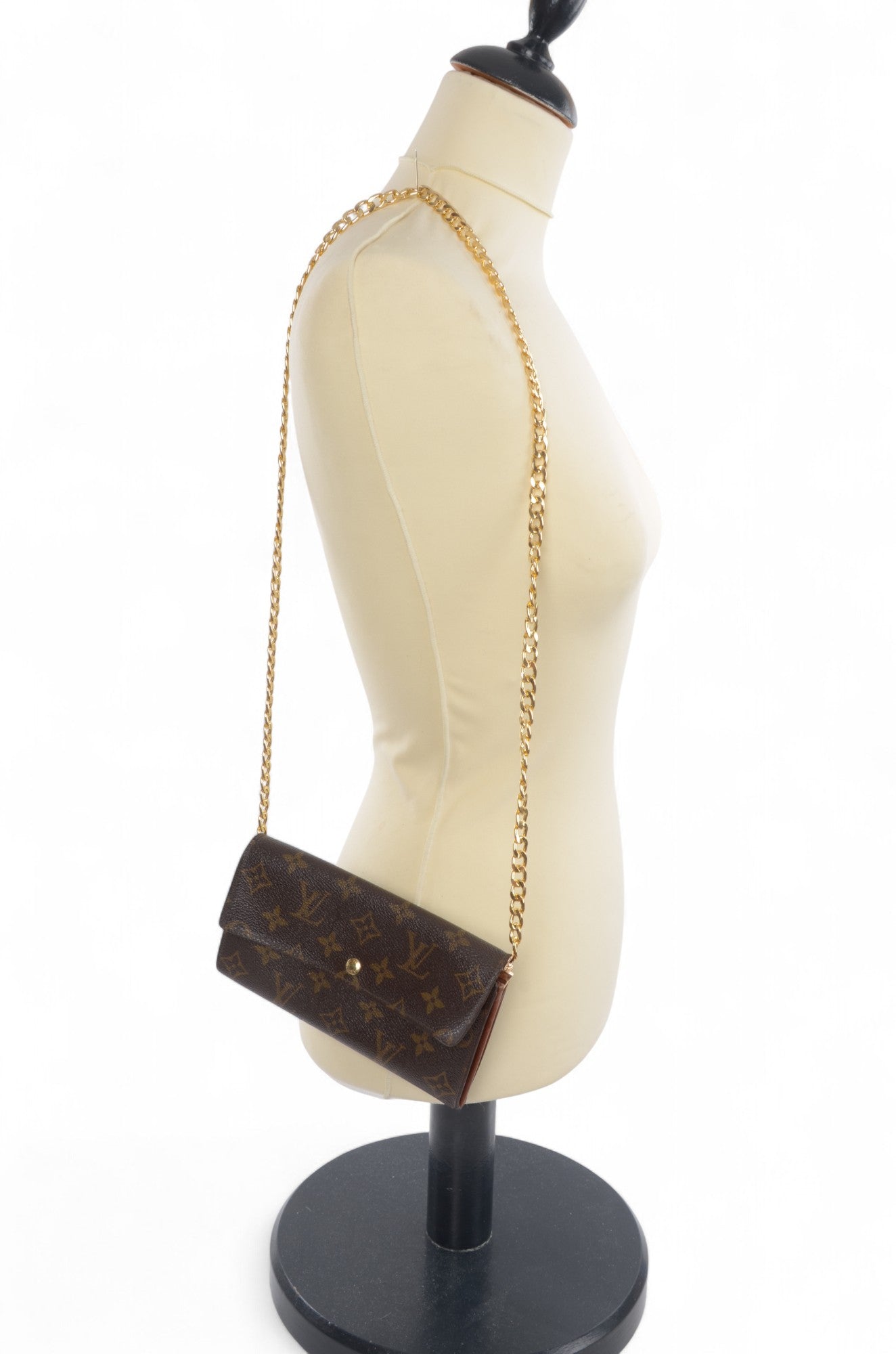 Louis Vuitton Sarah Monogram Wallet Vintage Leather Canvas Brown Crossbody Bag