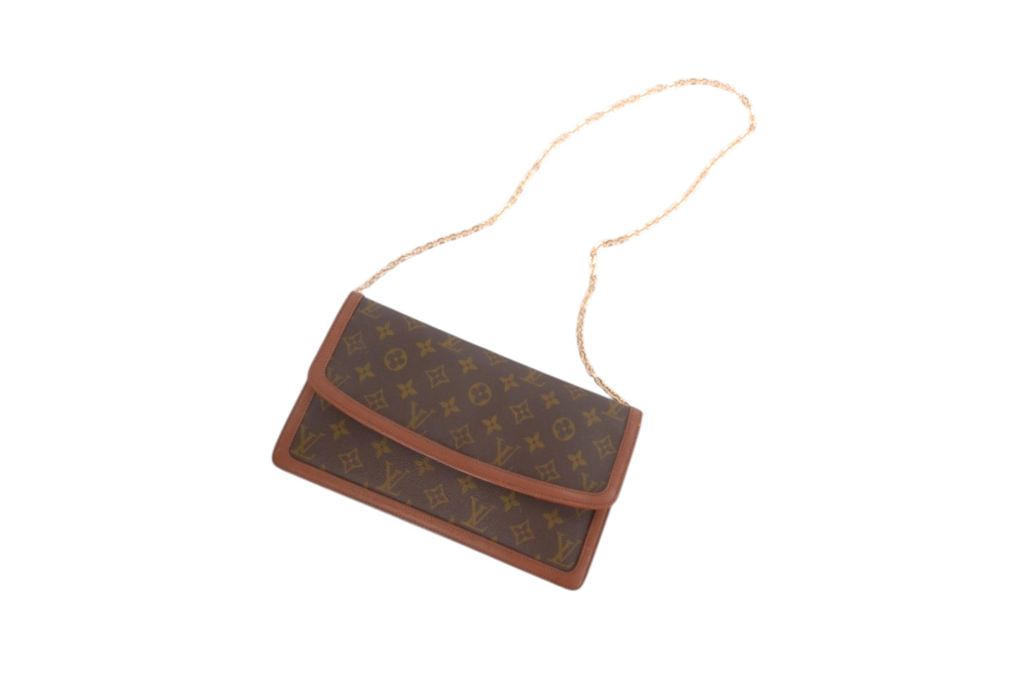 Louis Vuitton Pochette Dame Monogram Bag Clutch Pouch Vintage Leather Canvas Brown Crossbody Bag