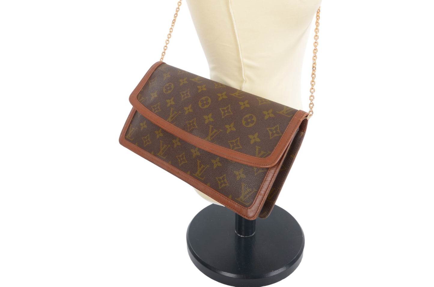 Louis Vuitton Pochette Dame Monogram Bag Clutch Pouch Vintage Leather Canvas Brown Crossbody Bag