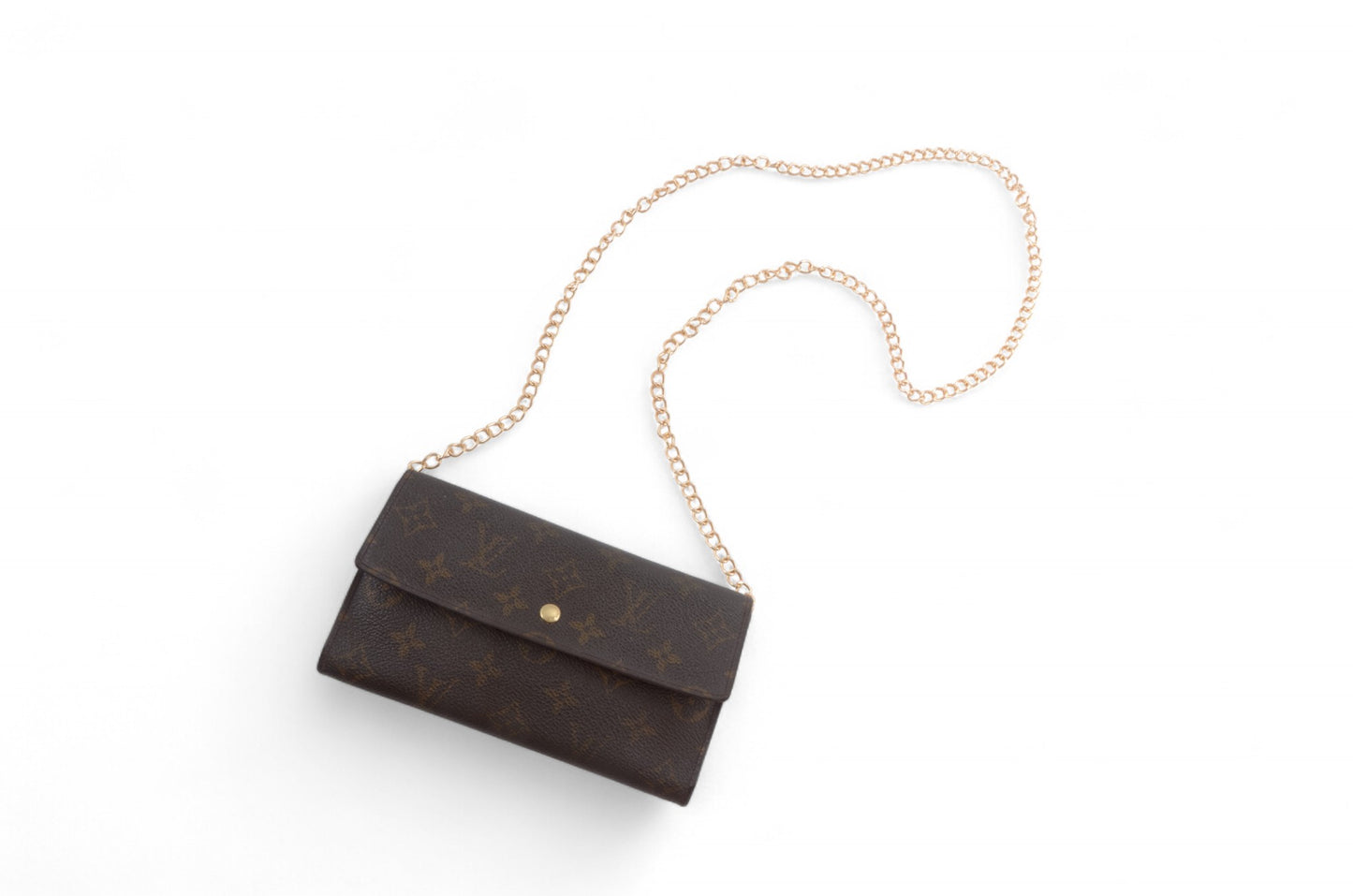 Louis Vuitton Sarah Monogram Wallet Vintage Leather Canvas Brown Crossbody Bag