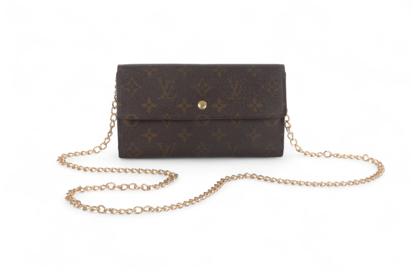 Louis Vuitton Sarah Monogram Wallet Vintage Leather Canvas Brown Crossbody Bag