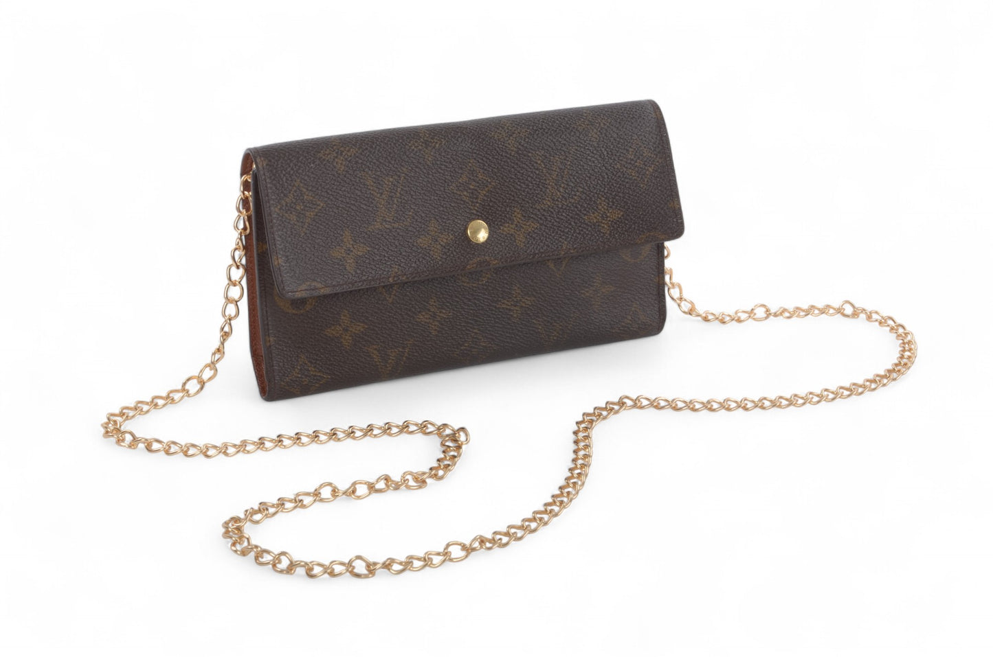 Louis Vuitton Sarah Monogram Wallet Vintage Leather Canvas Brown Crossbody Bag